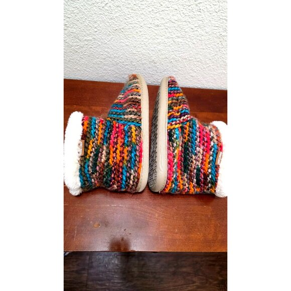 Minnetonka Betty Slipper Colorful Knit Boot Slippers Faux Fur Lining Size XL - Picture 5 of 10